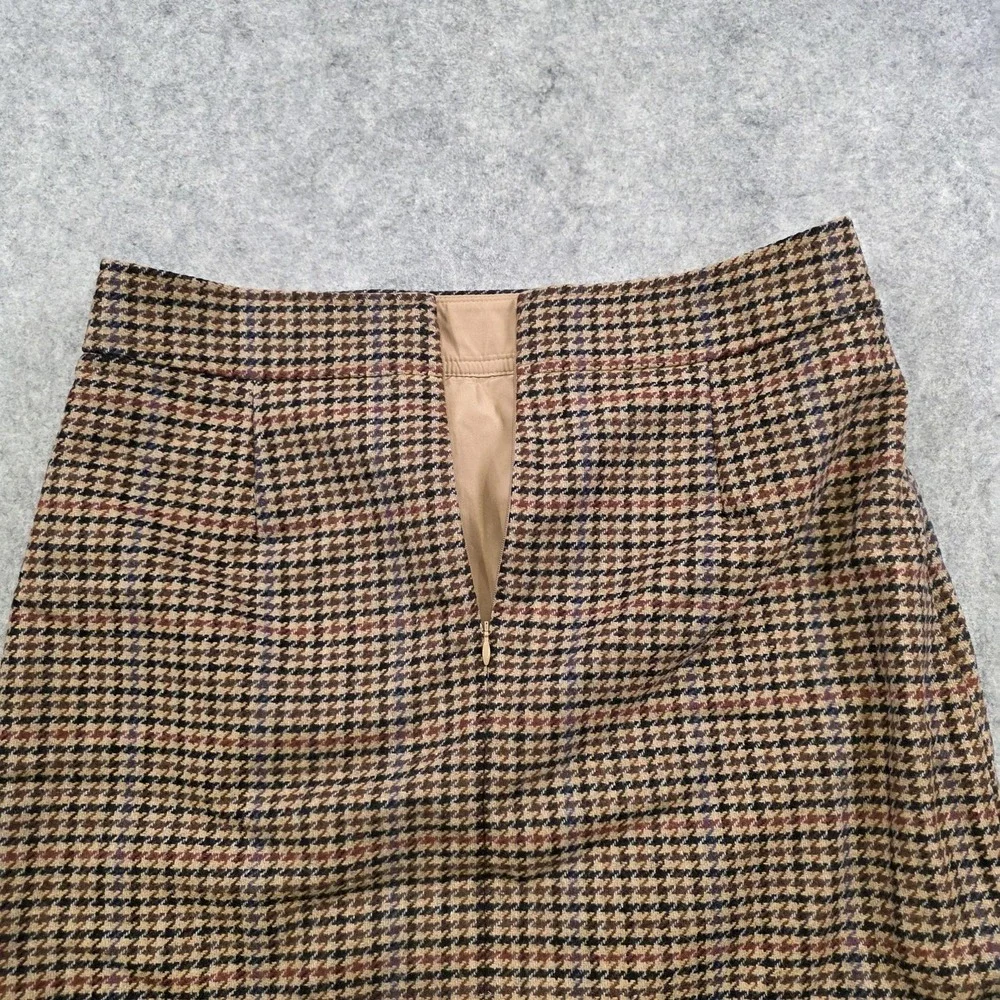 J.Crew Skirt Womens 10 Brown Wool‎ Tweed Houndstooth Pencil Lined Fall NWT